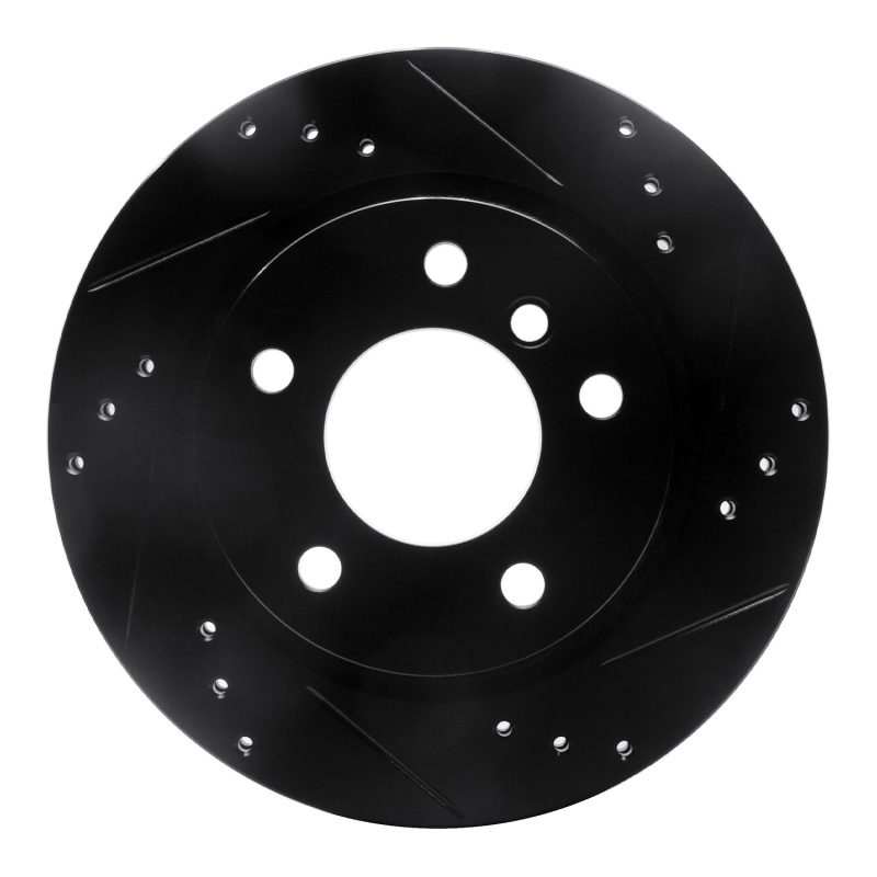 BMW Z4 Brake Rotor (1) - Rear Right - R1 Concepts - Drilled & Slotted - Black - `03-`08